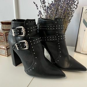Black Stud Boots with double Buckle